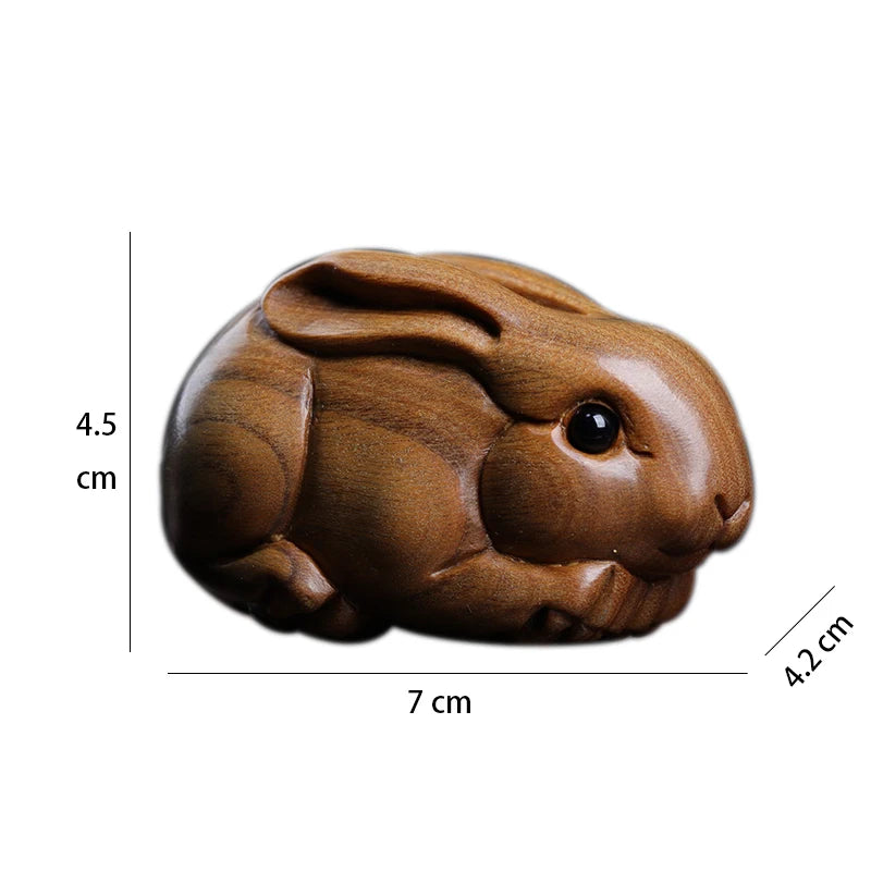 Green sandalwood 7cm Traditional Chinese Chinese Zodiac Rabbit Office Decoration Feng Shui Real Wood Mascot Collection