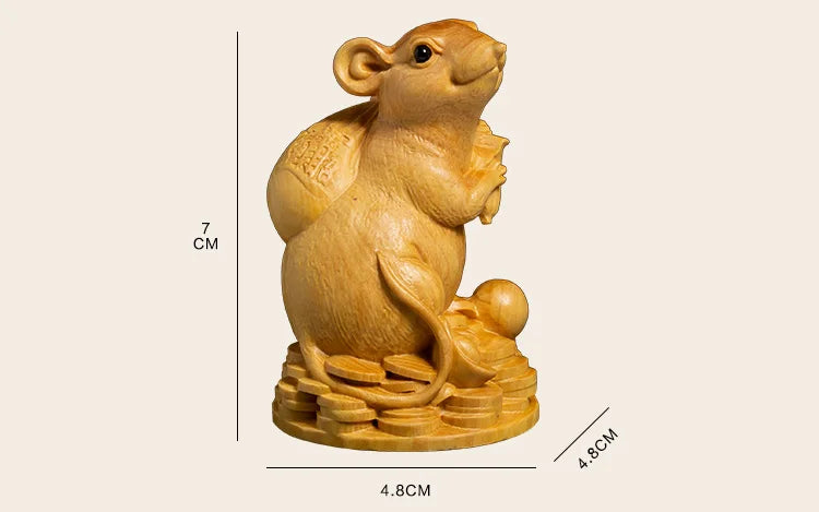 Boxwood 10 cm Animal Sculpture Lucky Leopard Home Furnishing Decoration Office Decoration Solid Wood Collectibles