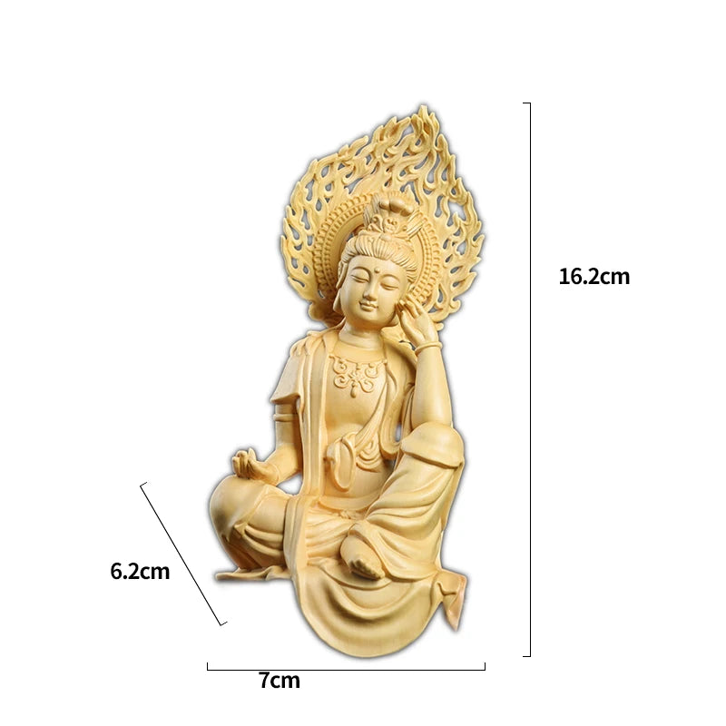 16cm Boxwood Buddha Feng Shui Car Hanging Wood Statue Zen Real Wood Wood Sculpture Home Décor Rich God