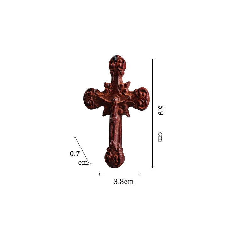 Lobular Rosewood 5cm Christianity Cross Pendant Car Hanging Wall Decoration Wood Sculpture Collection