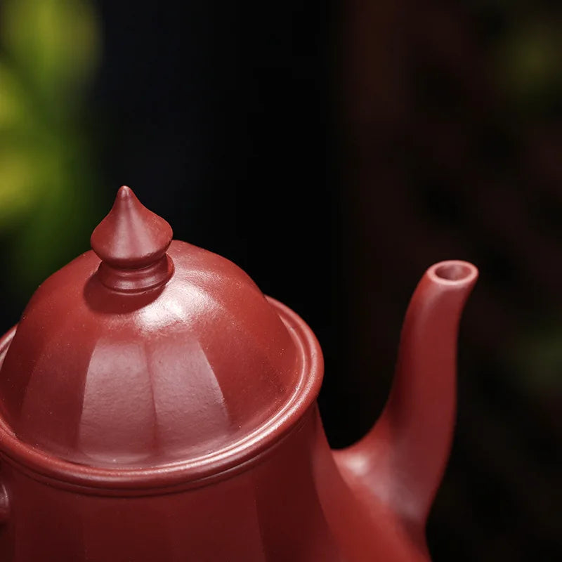 Handmade Tendon Lotus Lamp Teapot, Yixing Handmade Pot, Kung-Fu Teaware, Purple Clay, Drinkware for Puer, Green, Black, Chinese
