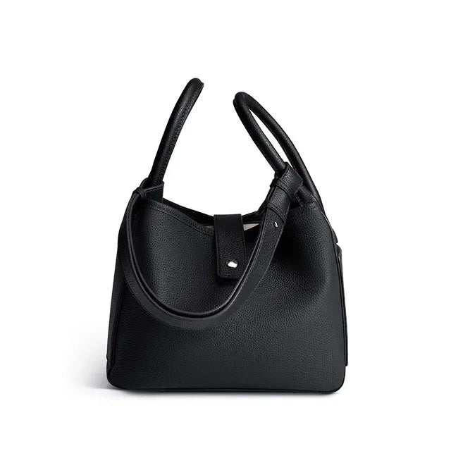 Head layer cowhide design Genuine Leather Luxury women's hand temperament soft leather bucket bag portable pockets