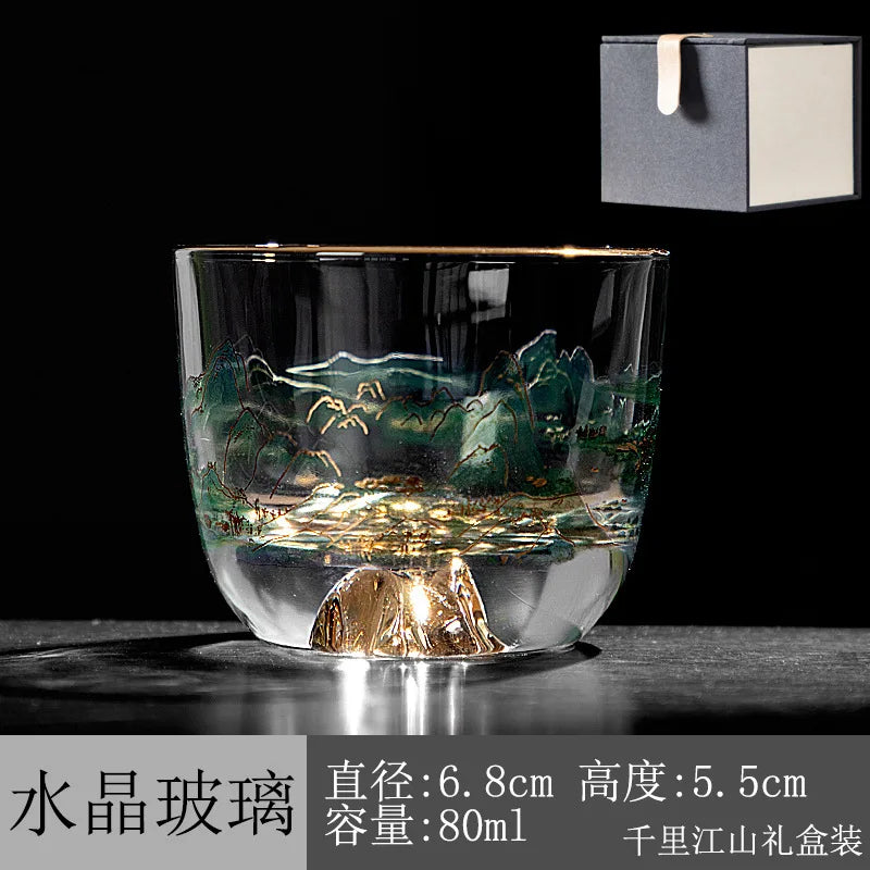 Heat Resistant Glass Cup Double Dragons Playing with Beads Kungfu Tea Set Lead Free Glass for Pu 'er Tea Business Gifts