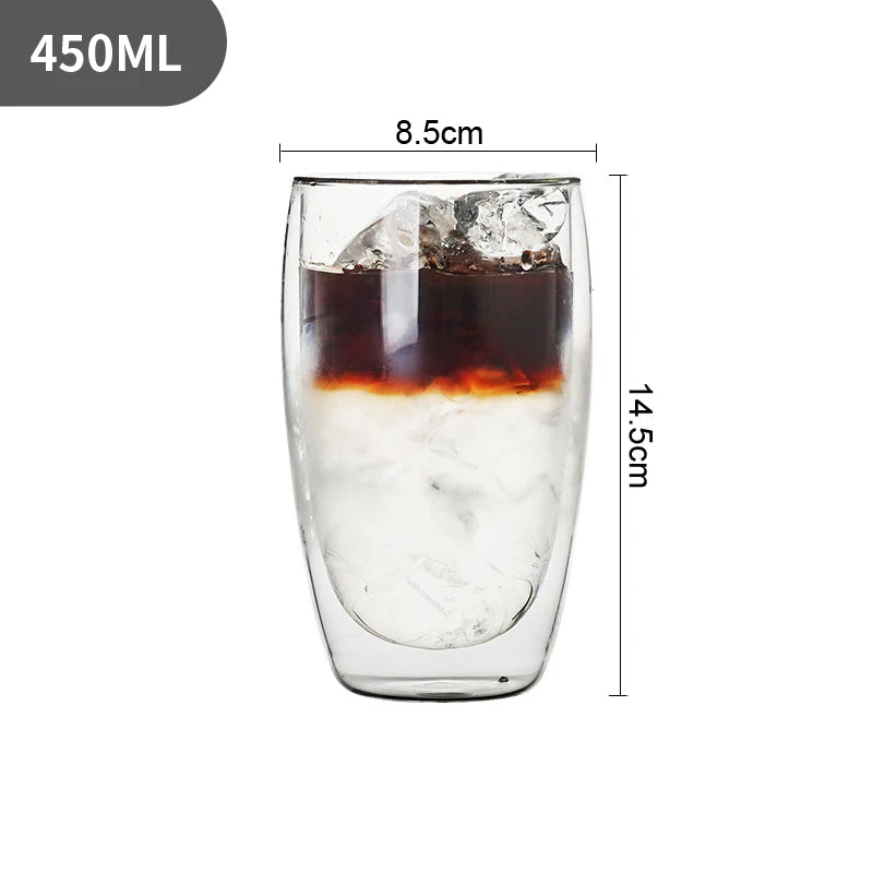 Heat-resistant Double Wall Glass Cup 80/250/350/450ml Beer Espresso Coffee Cup Set Handmade Beer Mug Tea glass Cups Drinkware