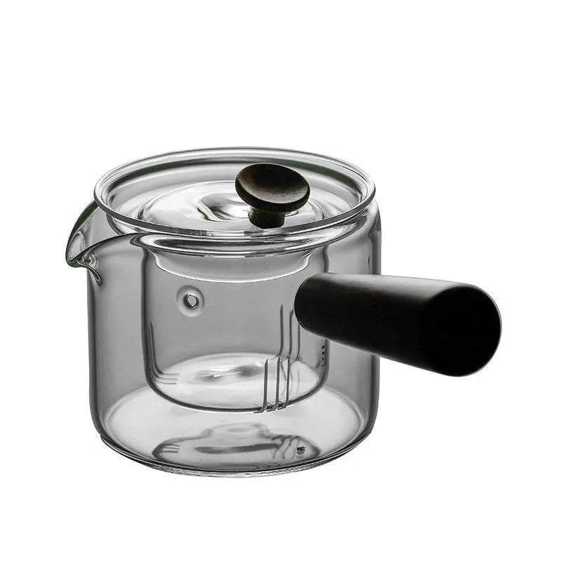 Heat-resistant Glass Filter Teapot, Health Pot Side Tea Set Maker, Big Capacity, High Borosilicate Glass, Hand Blown Flower, 540