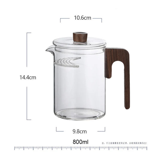 Heat - resistant Green Tea Glass Teapot With Crescent Scented Tea Filter Wooden Hanle Brewing Tea Maker Glass Pot Teaware
