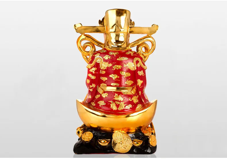 Jishanyuan wholesale resin painted wood grain God of wealth ornaments Yuanbao God of wealth Buddha Hall store company worships