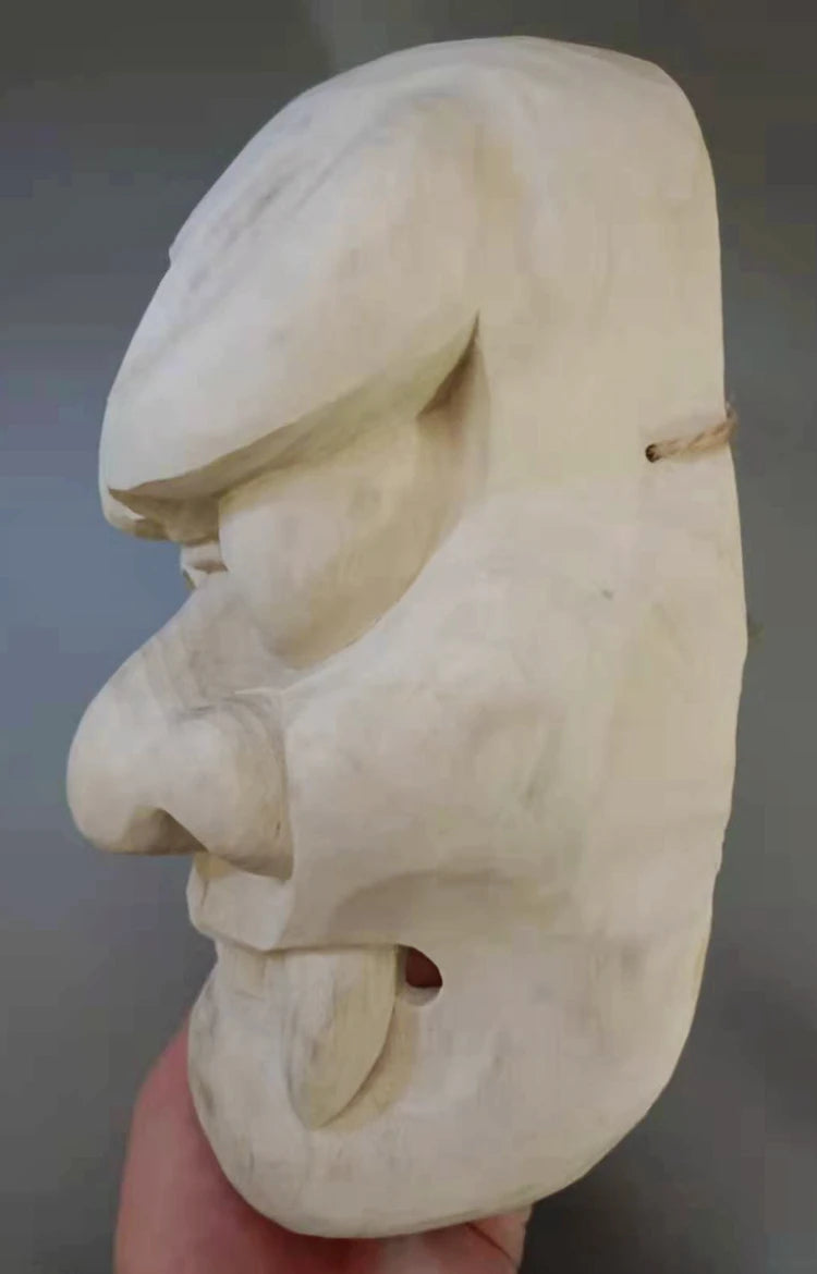 21x16x9 CM Hand Carved Japanese Noh Mask MASK Tsuchigumo Youkai Figurine Camphor Wood Carving - QH550