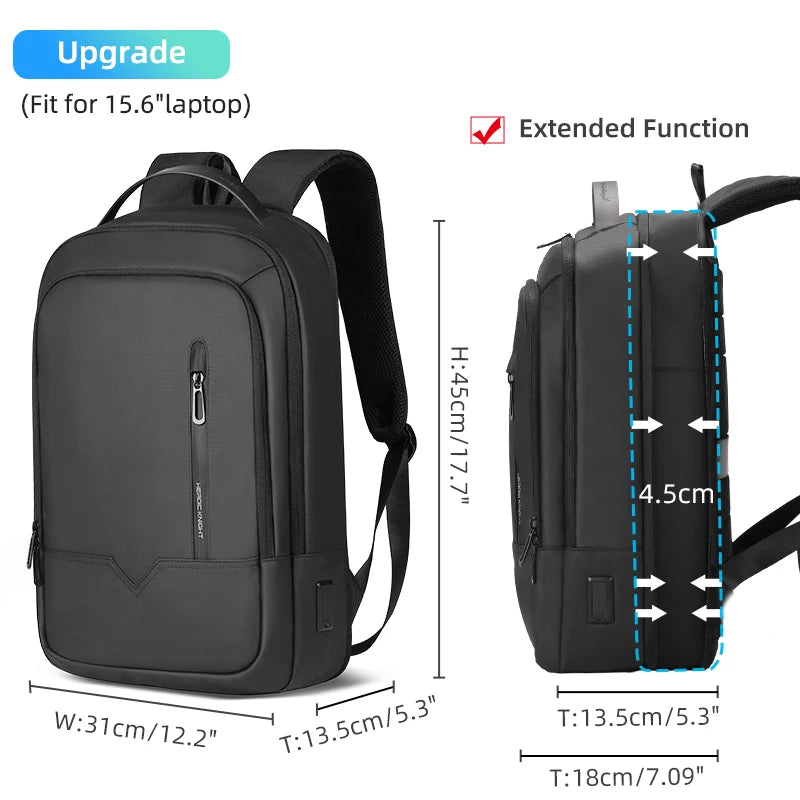 Heroic Knight Backpack Men's Expandable Laptop Backpack 15.6 Inch Waterproof Rucksack Travel Backpack Women Man Office College
