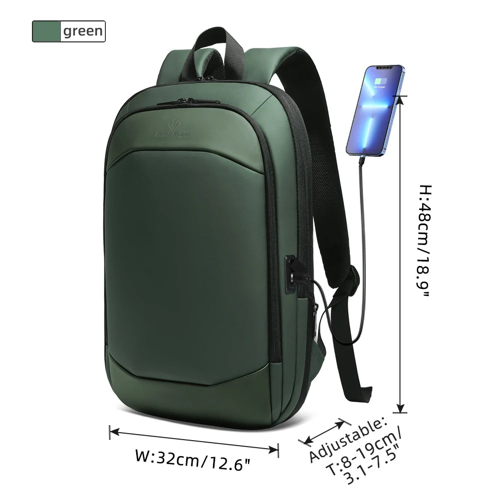 Heroic Knight Business Backpack Men Fashion Work 17" Slim Laptop Bag Waterproof YKK Zipper Luxury Women School Backpack with USB