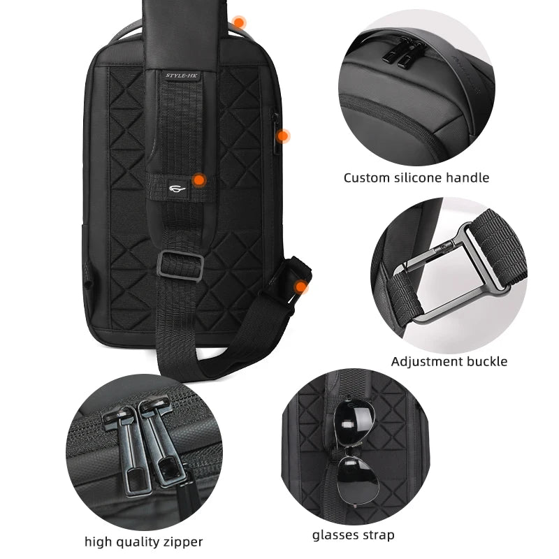 Heroic Knight New Men's Luxury Designer Crossbody Shoulder Bags Waterproof Messeger Classic Side Male USB Charge Anti Theft Bag