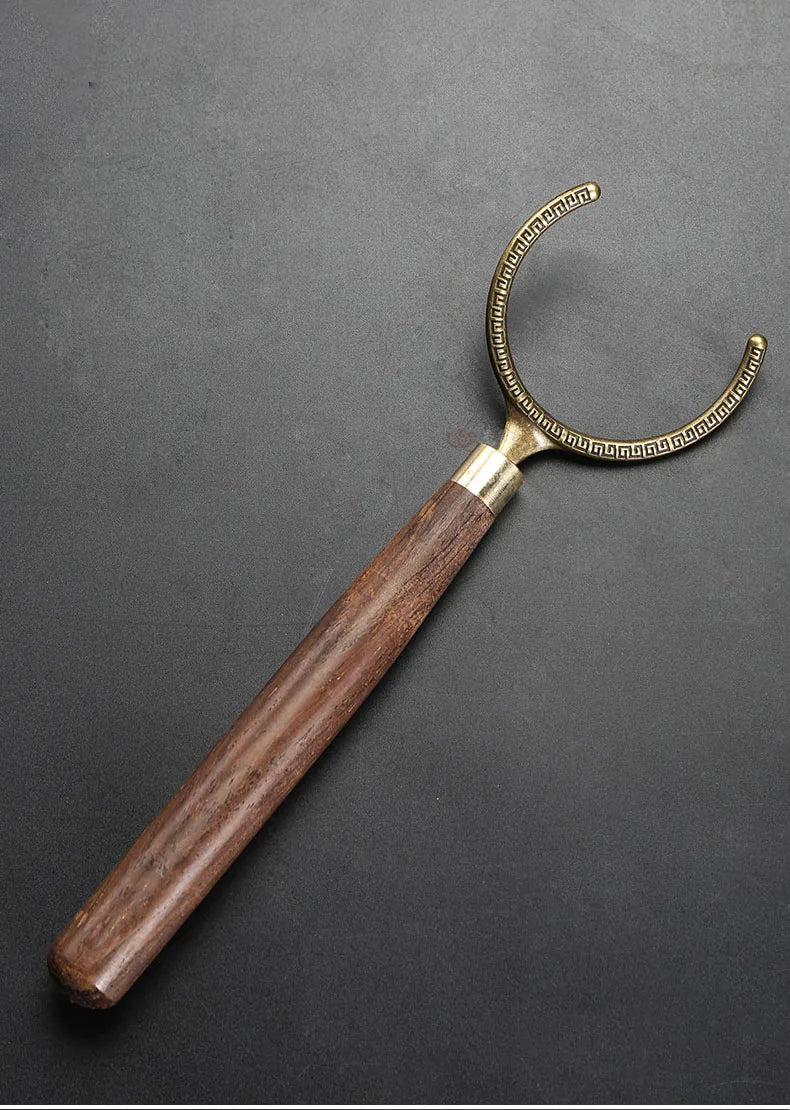 Ebony Wood Handle Copper Tea Cup Clip, Anti-scald Fork, Cup Holder Utensils, Kung Fu Cup Holder, Tea Ceremony Accessories, Tools