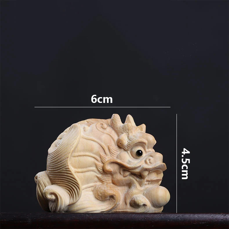 Boxwood 6cm Dragon Fish Sculpture Lucky Collection Feng Shui Chinese God Animal Home Decor