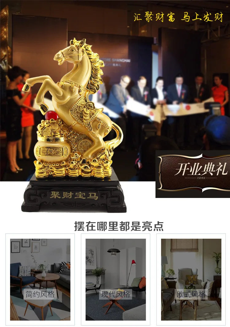 Diwansi plating gold placer Jucaibao horse ornaments home living room lucky gift decoration shop office furnishings.