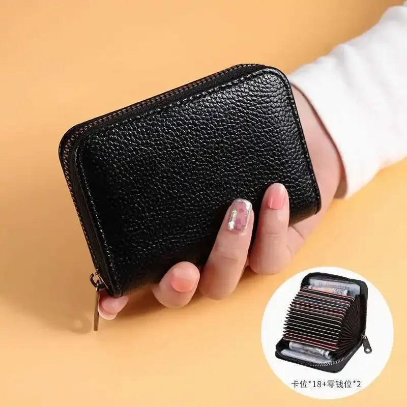 High End Credit Card Wallet, Zipper Card Cases Holder for Men Women, RFID Blocking, KeyChain Wallet, Compact Size 11-20 Slots