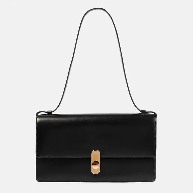 High Quality Commuter Elegant Shoulder Bag Genuine Leather Flip Square Bags Fashion All-match Large Capacity Handbags Purse
