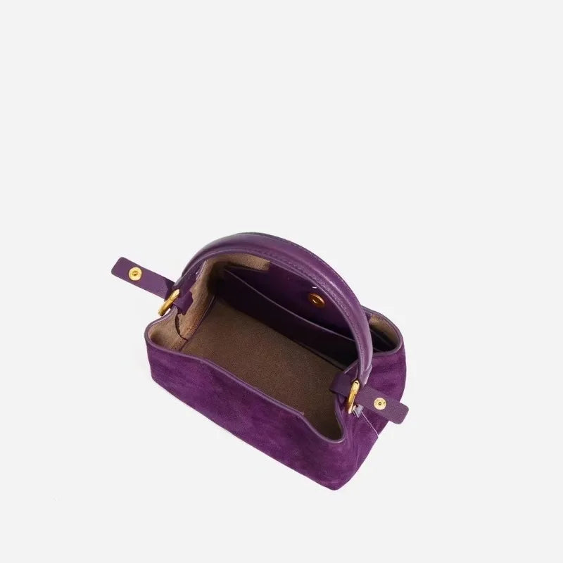 High Quality Evening Bag Vintage Nubuck Leather Handbags Simple Elegant Vintage Purses Large Capacity Commuter Solid Bolsas