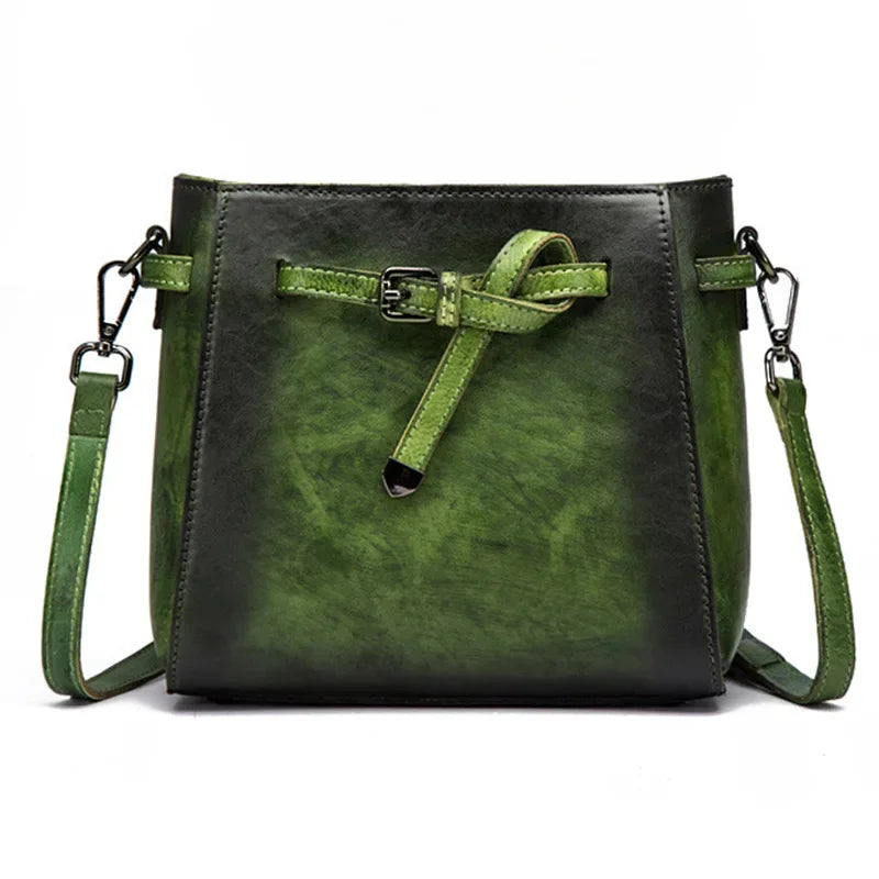 High Quality Genuine Leather Flap Cross Body Bag Brush Color Retro Pouch Leisure Cowhide Small Women Shoulder Messenger Bags