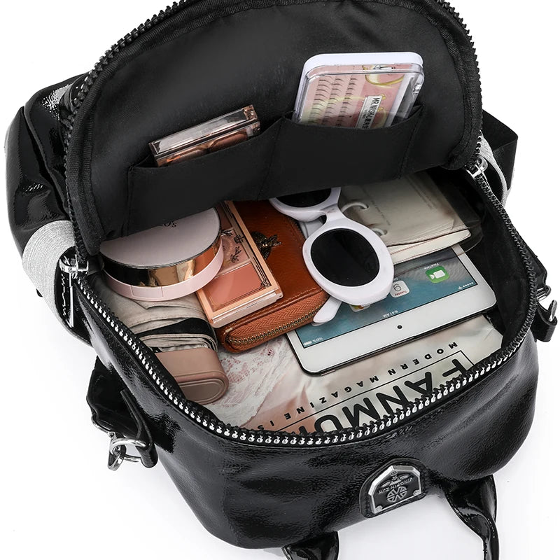 High Quality Leather Multifunctional Backpack With Diamond Stickers Large Capacity Mochilas Luxurious Women's Designer Brand Bag