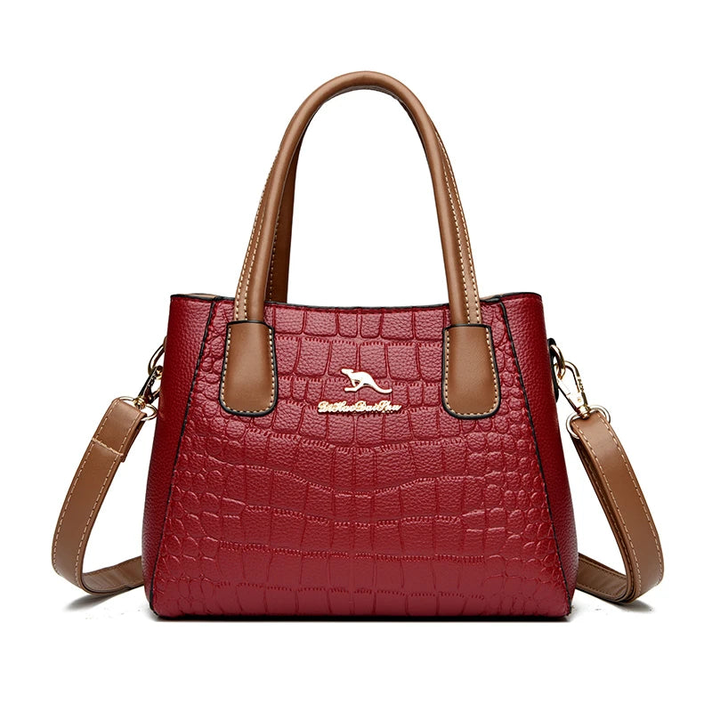 High Quality Leather Shoulder Crossbody Bags for Women Large Capacity Purses and Handbags Luxury Designer Ladies Casual Tote Sac