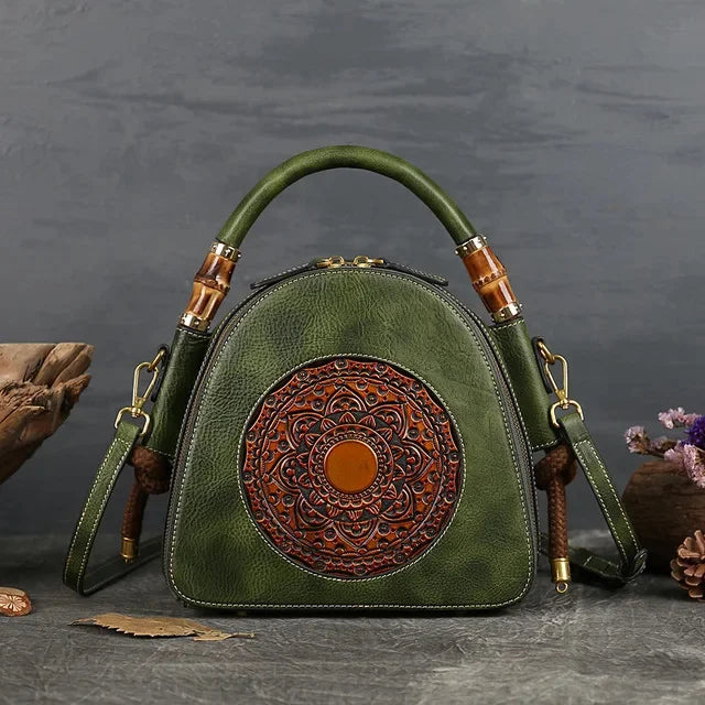 High Quality Luxury Handmade Embossed Women Crossbody New Retro Genuine Leather Shell Ladies Chinese Style Shoulder Bags