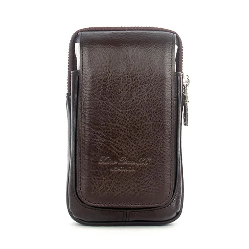 High Quality Men Genuine Leather Fanny Waist Coin Purse Pocket Belt Pouch Fashion Hip Bum Cell/Mobile Phone Case Bag