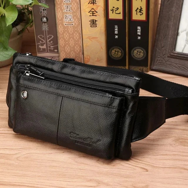 High Quality Men Waist Bag Belt Chest Bags Invisible Thin Pocket Casual Pouch Male Genuine Leather Hip Bum Fanny Pack