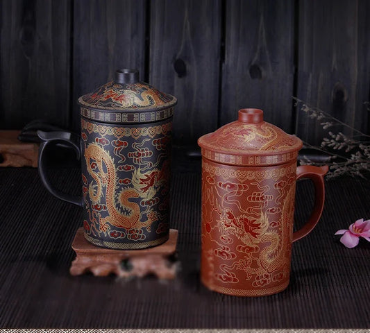 High Quality Purple Clay Tea Cup,Dragon Tea Cups,Home Office Teaset,Zisha Cups,Filter tea cup teapot tea set for travel