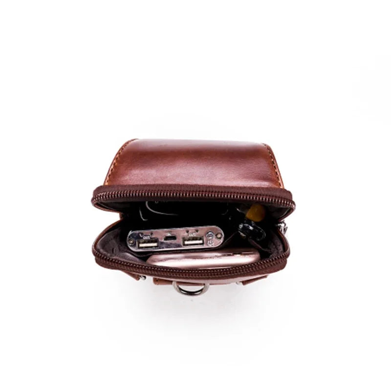 High Quality Real Cowhide Men Shoulder Fanny Belt Pack Purse Hip Bum Fashion Cell Phone Case Genuine Leather Waist Hook Bags New