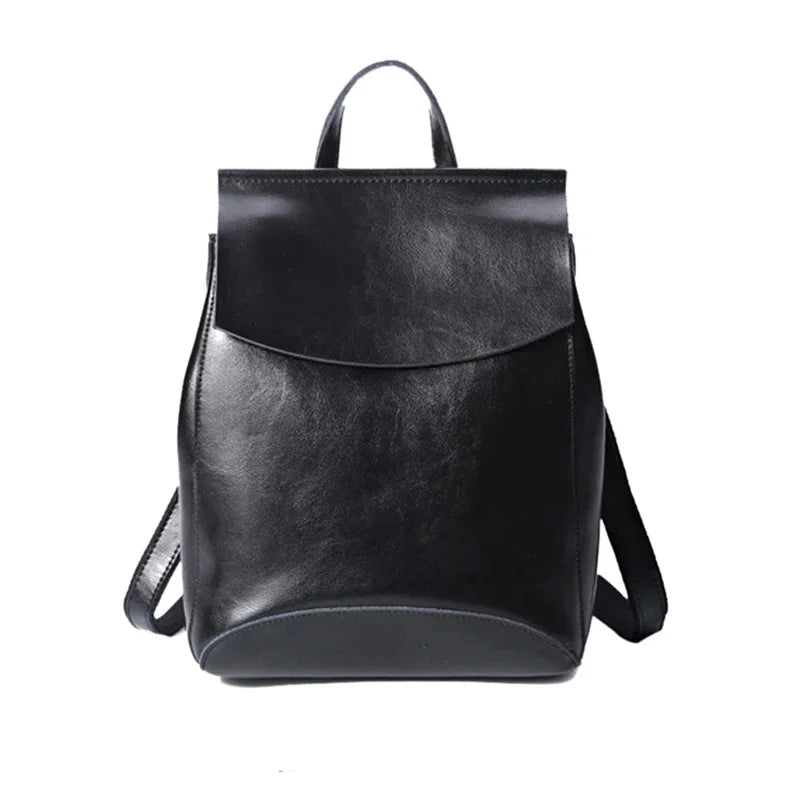 High Quality Real Cowhide Women Backpack Knapsack Crossbody Shoulder Bag Oil Wax Genuine Leather Female Rucksack School Daypack