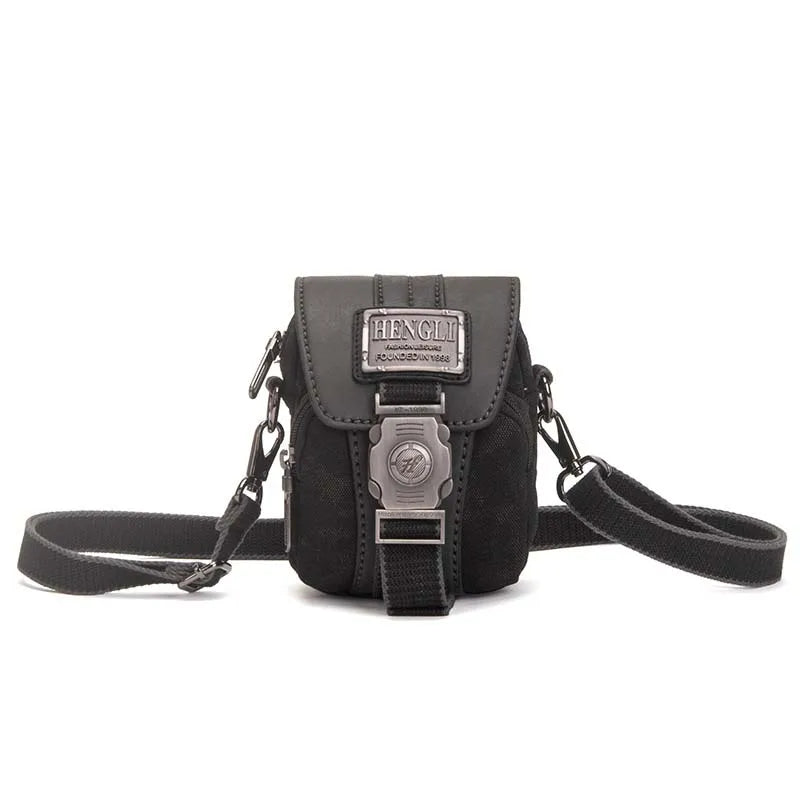 High-Quality Retro Canvas Small Bag Men Fashion Multi-Functional Pockets Leisure Travel Phone Bags Toolkit Vintage Package