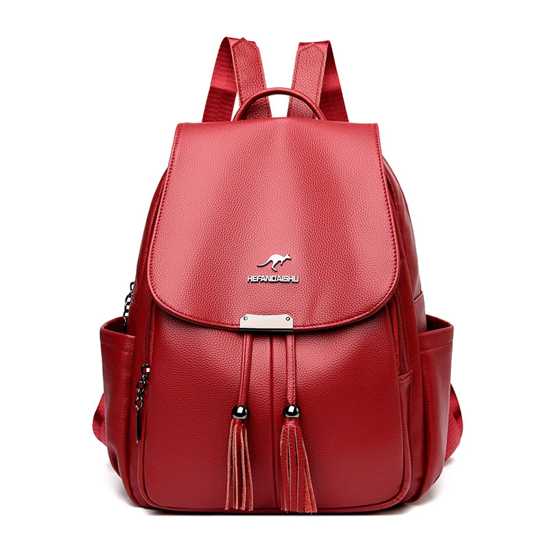 High Quality Soft Leather Ladies Backpack Fashion Crocodile Pattern Women's School Bag Solid Color Retro Casual Travel Backpacks