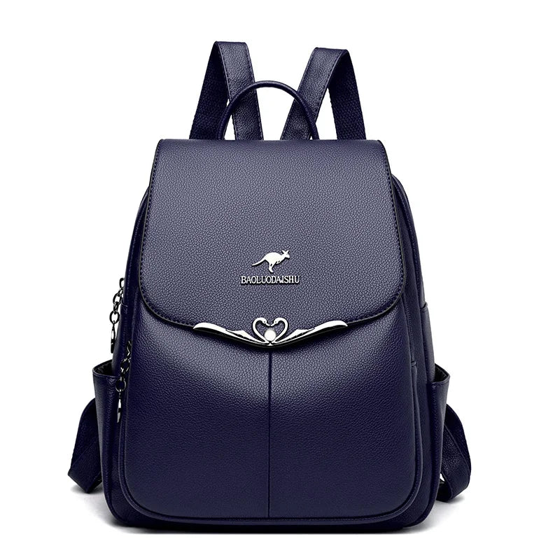 High Quality Soft Leather Women's Backpack Large Capacity Female Shoulder Bags Fashionable Trendy Girl School Student Bookpack