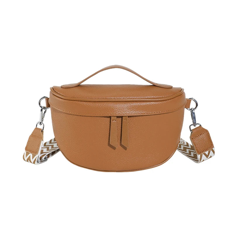 High Quality Solid Color Genuine Leather Waist Bag For Women 2023 Luxury Cowhide Women's Shoulder Crossbody Bag Female Chest Bag