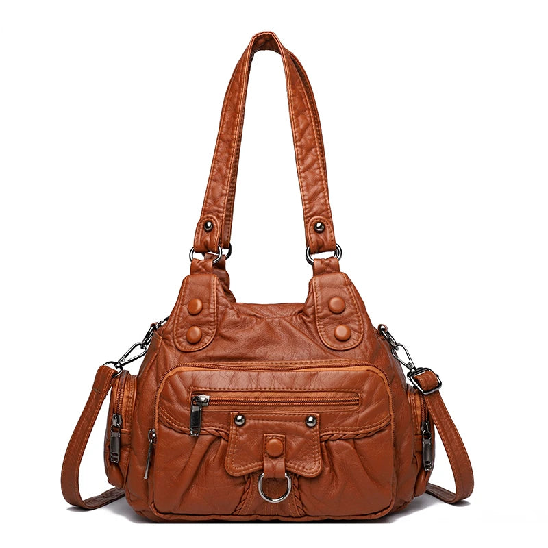 High Quality Solid Color Leather Women's Shoulder Crossbody Bags Luxury Women Handbags 2023 Designer Female Messenger Tote Sac
