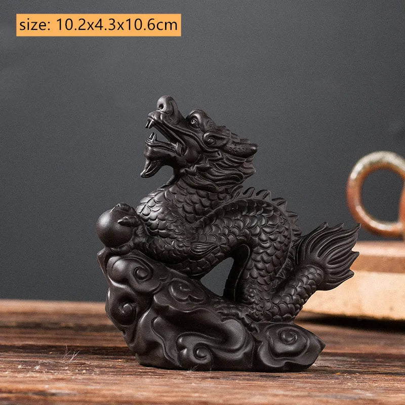 High-end Yixing Purple Clay Tea Pet Handmade Sculpture Dragon Ornaments Desktop Lucky Decor Crafts Chinese Tea Set Decoration