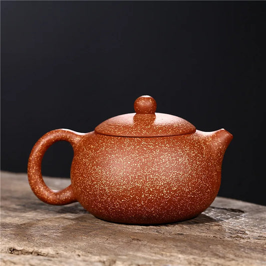 High-end Yixing Teapot 220ml Purple Clay Tea Kettle Famous Handmade Ball Hole Filter Xishi Tea Pot Raw Ore Kettle Zisha Tea Set