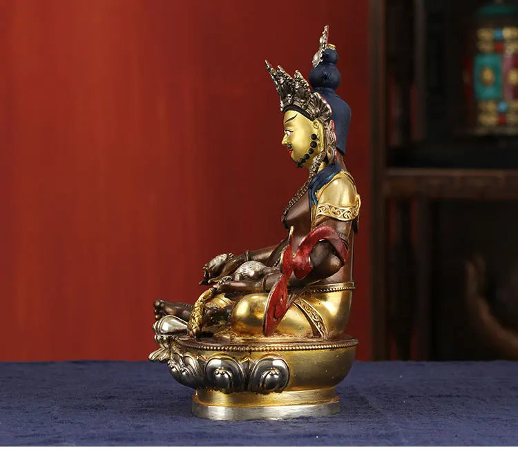 High-grade Buddha brass statue- HOME family effective protection Tibetan Nepal Yellow Jambhala fortune god Buddha 21CM