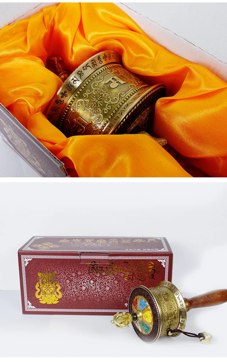 High grade Buddhism Vajra ZHUAN JING LUN Efficacious protection Eight auspicious Symbols scriptures mantra Warp Prayer wheel