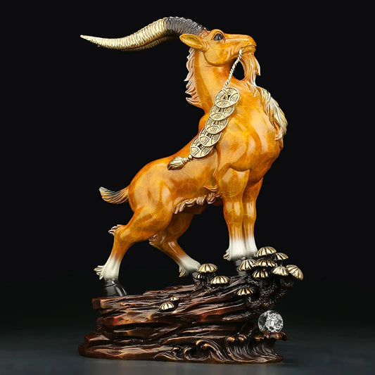 High grade GOOD LUCK Mascot HOME Shop company LING TOU YANG thriving money business lucky bronze Fortune bellwether statue