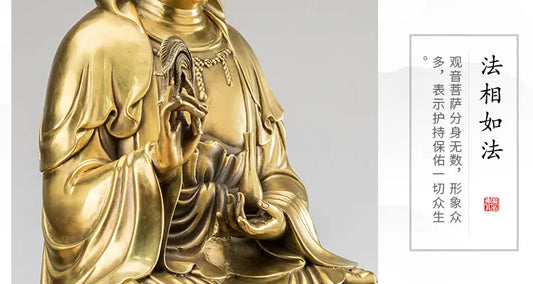High-grade HOME family Patron saint God bring good luck Copper Avalokitesvara Guan yin buddha statue Asia Temple Worship Bless