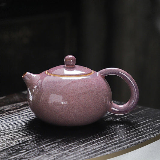 High-grade Kiln Change Purple Glaze Teapot Chinese Ceramic Tea Set Handmade Beauty Tea Infuser Home Drinkware Filter Kettle