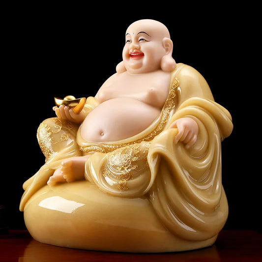 High grade gilding jade Maitreya Buddha LUCK God of Wealth Buddha statue HOME Company worship Recruit money Prosper business