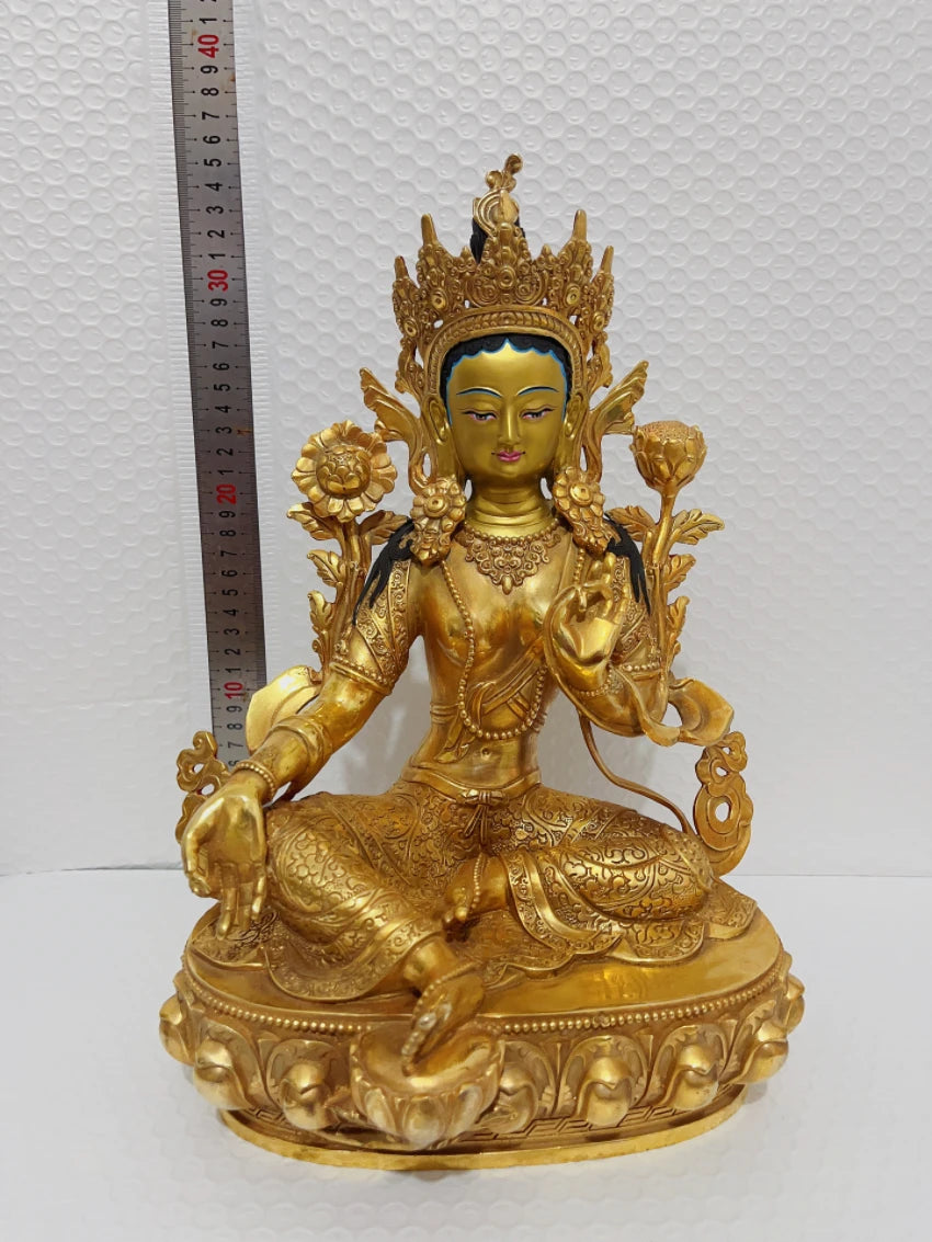 High quality Tibet Nepal Buddhism gilding Tara Bodhisattva goddess Almighty Buddha statue COPPER Family Effective protection