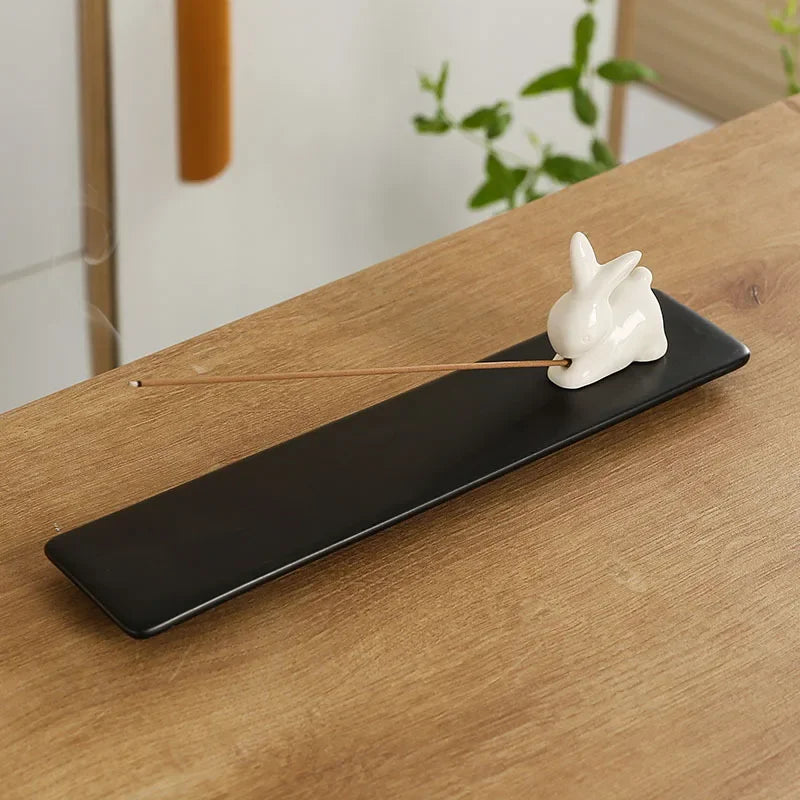 Home Decor Incense Burner Cute Cat Lovely Rabbit Incense Stick Holder Ceramic Handicraft