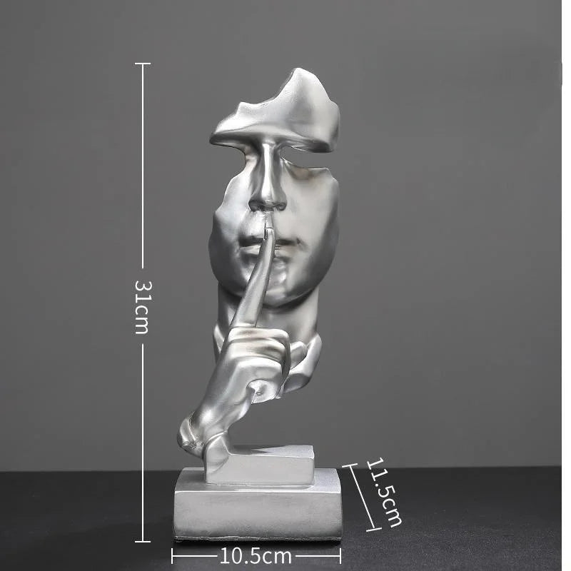 Home Decoration Accessories Silence Is Gold Statues for Decoration Human Face Statue Abstract Sculpture African Decoration Home