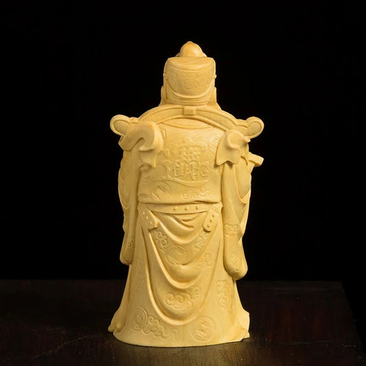 Home Statue Art Sculpture 8cm Feng Shui Sculpture Solid Wood Buddha Boxwood Carving Chinese God of