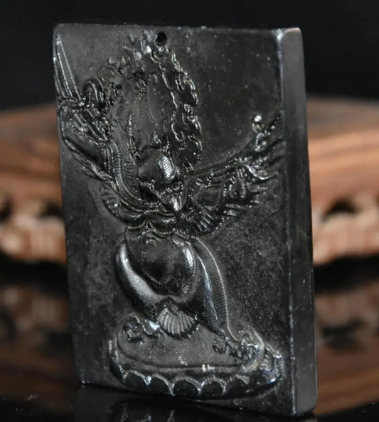 Hongshan culture archaize black iron meteorite Dapeng bird amulet pendant statue