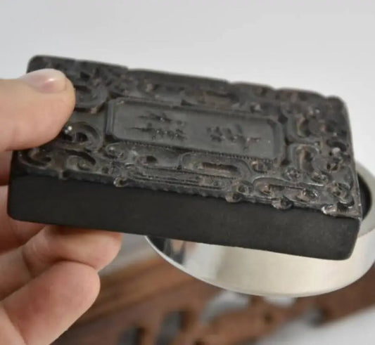 Hongshan culture archaize black iron meteorite sculpture Good lucky for you bi statue