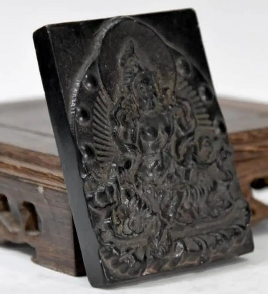 Hongshan culture archaize black iron meteorite sculpture Tantric bodhisattva Buddha statue